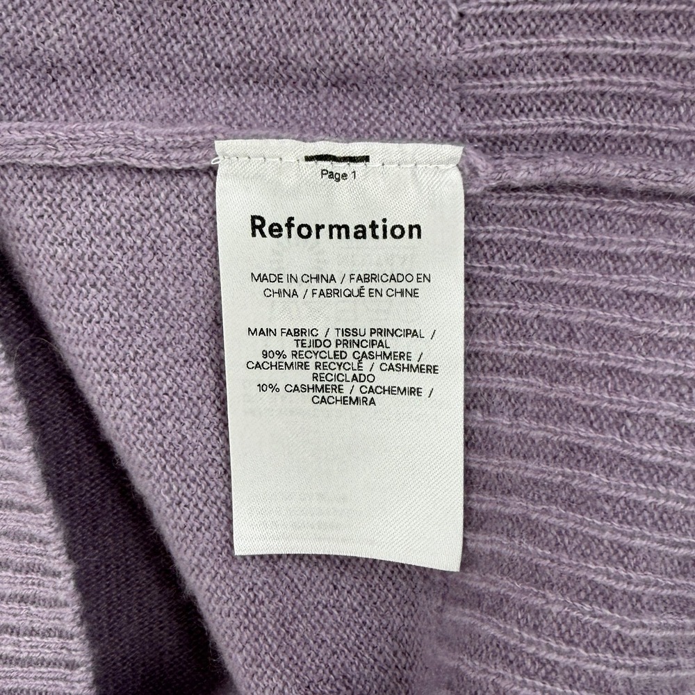 Reformation Sweater Women Small Purple Cashmere Knit Long Sleeve Crewneck - Picture 13 of 16